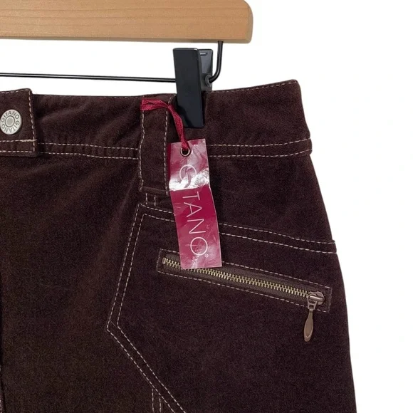 Vintage Gitano Brown Velvet A-Line Midi Skirt - Picture 3 of 5